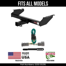 For 94-96 Ford F350 Trailer Hitch +4Way Wiring Fits All Models Curt 13310 55316