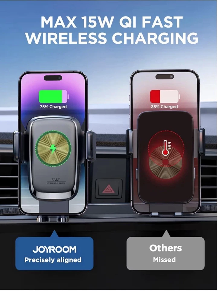 Nuevo Cargador de Coche Inalámbrico JOYROOM Sellado 15W Qi Carga Rápida Sujeción Automática Foto 4 de 4