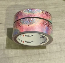NEW Simply Gilded Rainbow Tie-Dye w/ Red Stardust Washi Tape 10 & 15 mm