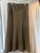 Vintage Ralph Lauren Gray Pleated A-line Wool Maxi Skirt - Size 14