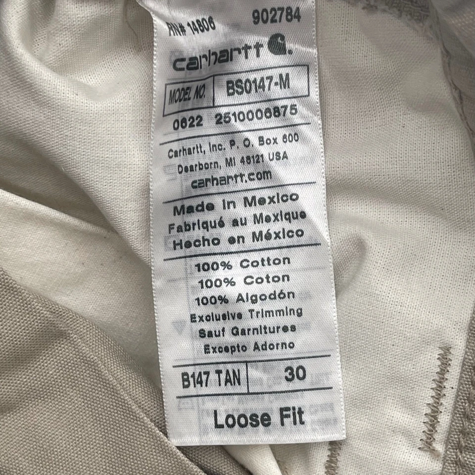 Carhartt Mens Canvas Utility Work Shorts Loose Fit Size 30 Tan B147 New - Image 4 of 4