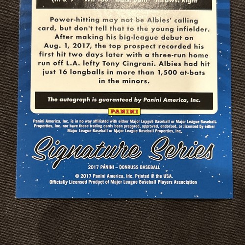2017 Donruss Signature Series Ozzie Albies Rookie RC Auto - Foto 4 di 5