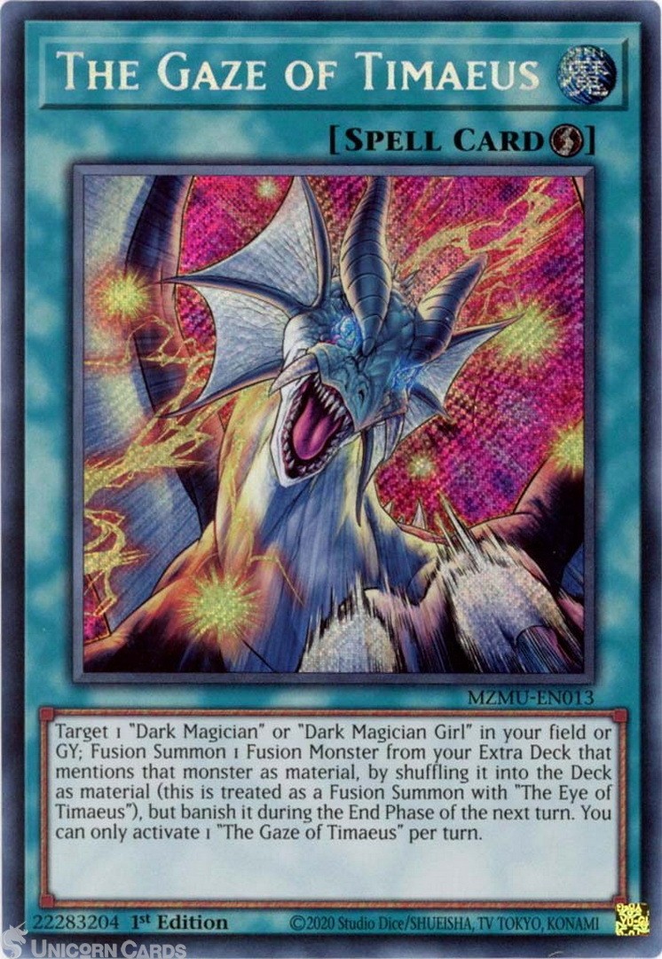 MZMU-EN013 The Gaze of Timaeus : Secret Rare 1st Edition Mint YuGiOh Card