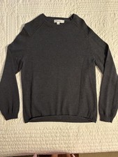 Calvin Klein Men's Gray Cotton Crewneck Knit Logo Pullover Sweater Size M