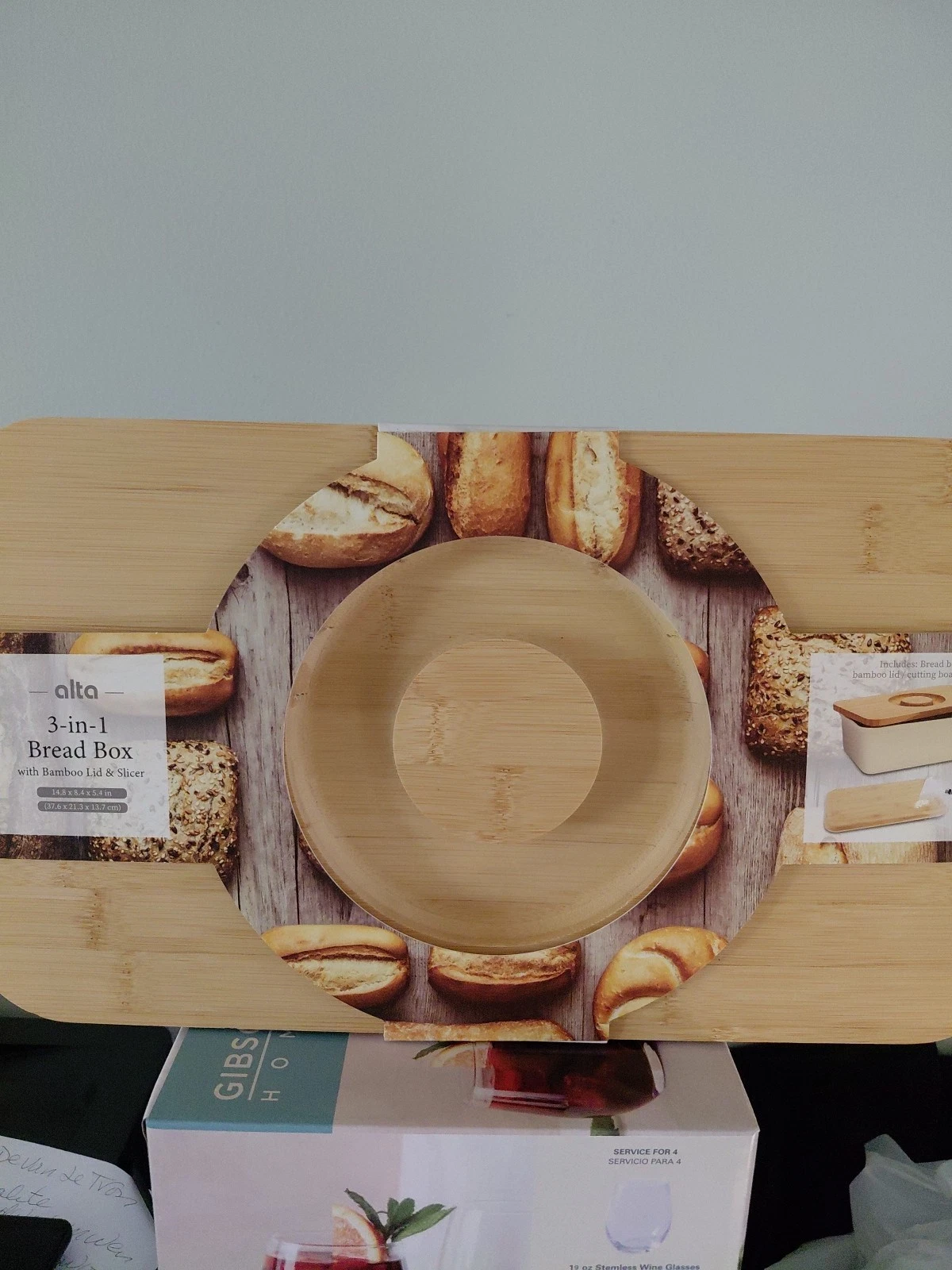 Alta 3 In 1 Bread Box with Bamboo Lid & Slicer