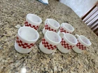 Vintage Ralston Purina Red Checkered Milk Glass Coffee Mug Set Of 7