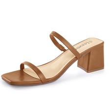 Square Toe Heeled Sandals for Women - Women's Low Block Heels -...