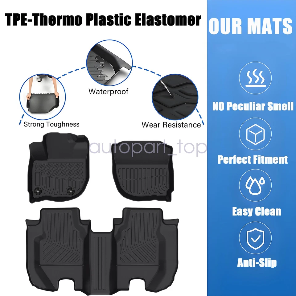 Fits 2015 2016 2017 2018 2019 2020 Honda Fit Front & Rear Floor Mats Liner TPE - Image 3 of 4