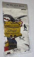 Vintage Kay Dee Hand Printed American Linen The Old North Church Paul Revere NOS