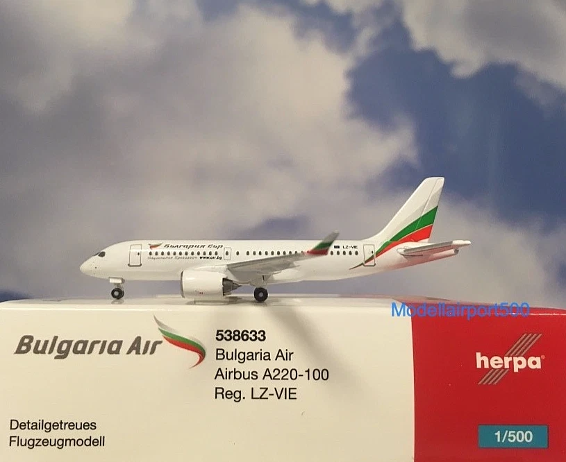 Herpa Wings 1:500 Airbus A220-100 Bulgaria Air LZ-VIE 538633 Modellairport5000