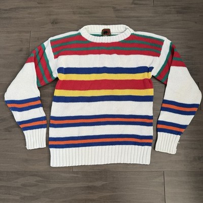 Boston Traders Sweater Vintage 90's Knit Multicolor Style Stripe Cotton Medium