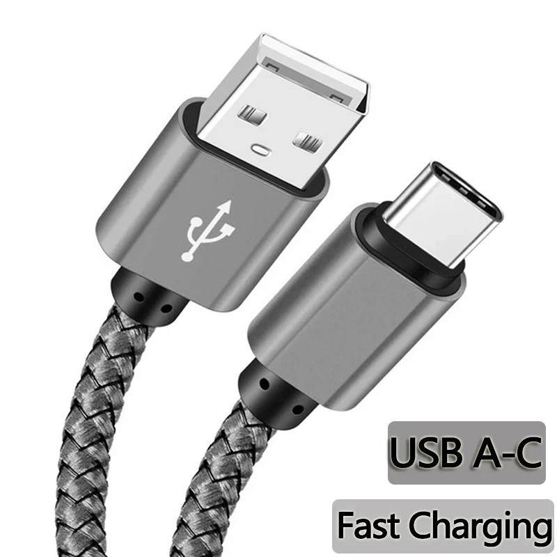 Cable de carga rápida USB-A a tipo C de nailon para teléfonos Android Foto 2 de 4