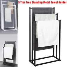 Steel 3 Tier Free Standing Towel Holder Rail Stand Unit Rack Storage Bathroom
