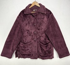 LL Bean Ultra-soft Fleece Pajama Shacket Raspberry Red Womens Medium USA Made