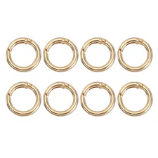 Spring O Rings, 8Pcs 1 Inch Metal Round Clips Keychain, Light Gold