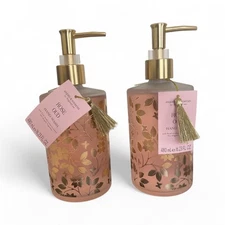 Asquith & Somerset Rose Oud Hand Wash 2 Pack 16.9 oz Glass Bottles Gold Print