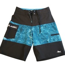 Pelagic Ridgemont Boardshorts Black Blue Print Size Youth 27 26x9 511C
