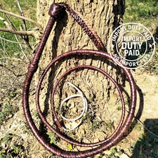 Brandy Indiana Jones Bullwhip - 3ft to 14ft in Kangaroo/ Cowhide/ Goat Leather.