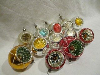 vintage Christmas tree mercury glass mixed indent ornament lot