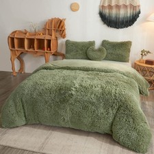 MEGO Luxury Shaggy Faux Fur Duvet Cover Set, Soft 3 PCS Fluffy Comforter Cove...