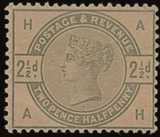 GB QV 1883-84 SG190 21/2d Green on Buff Colour Trial AH Fine Mint 1968 BPA Rare