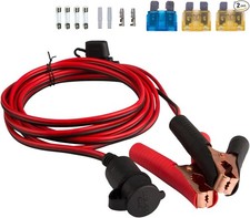 3m/10FT Battery Clip On Plug Socket, 12V/24V Cigarette Lighter Adapter Cable wit