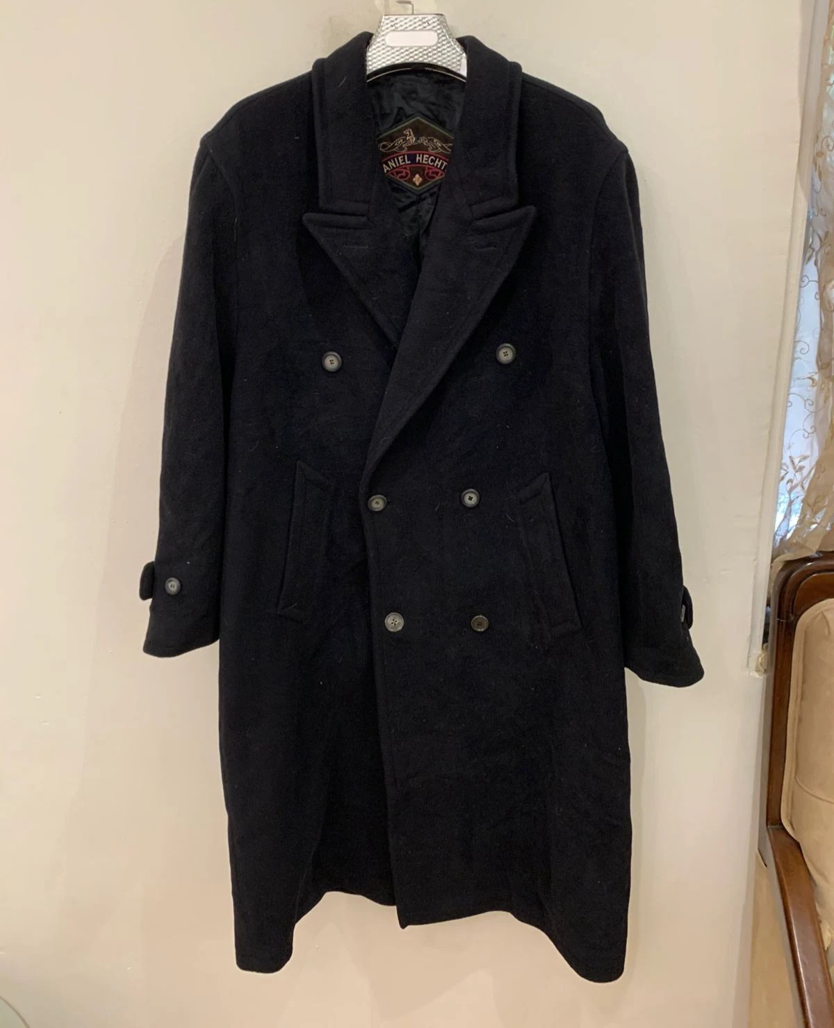 Vintage Daniel Hechter Wool Cashmere blend double breasted over coat 48R 48L XL