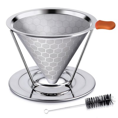 Pour Over Coffee Dripper, Stainless Steel Coffee Filter Reusable Pour Over Co...