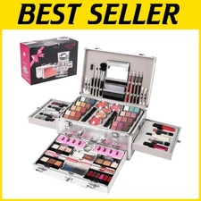 Complete 106-Piece Makeup Kit for Teens & Women - Professional Silver Set