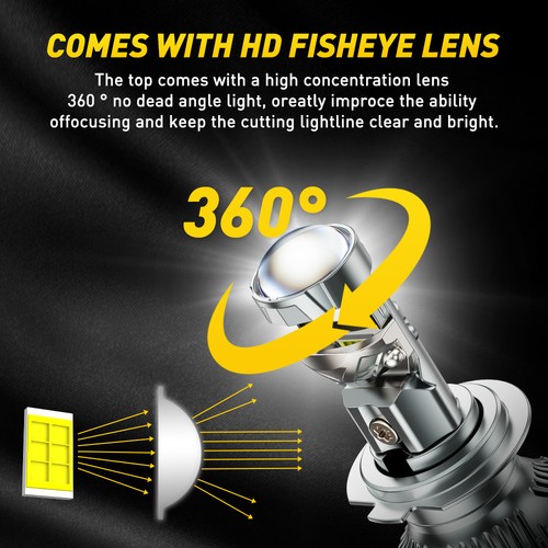 AUXITO LHD H7 Bi-LED Projector Lens Headlight Bulbs Hi/Lo Beam 200W 6500K White - Picture 6 of 16