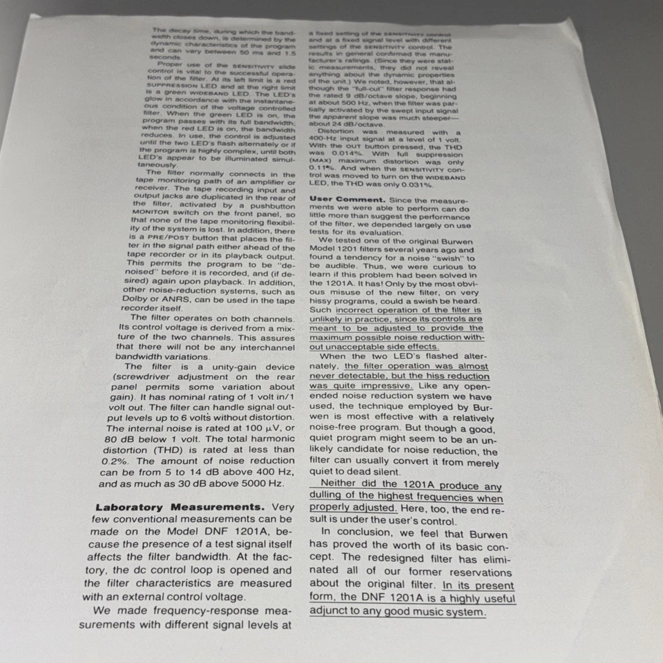 Burwen DNF-1201a Noise Reduction Unit Article 1977 Rare Vintage! - Image 4 of 4
