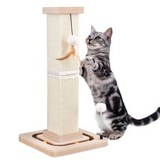 27 Inch Cat Scratching Post Sisal Scratcher Interactive Track Hanging Balls