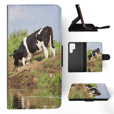 FLIP CASE FOR SAMSUNG GALAXY|COW BULL FARM ANIMAL CATTLE #11