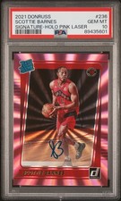 2021-22 Panini Donruss Rated Rookie Scottie Barnes Holo Pink Laser Auto PSA 10💎