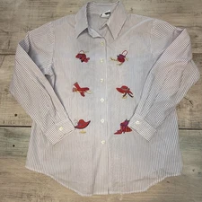 Bon Worth Women's Red Hat Society Blouse Small Cute EUC