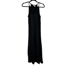 Artisan NY Black Maxi Dress M Split Neck Sleeveless Boho Chic