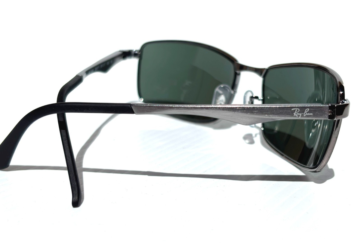 NEW Ray Ban Gunmetal Silver Frame Dark Green Lens Sunglass RB 3498