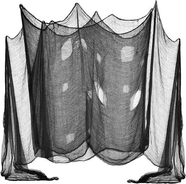Halloween Deko Stoff Schwarz Gruseliges Tuch Party Dekoration Innen AußEn 2 Pack-image