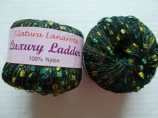 Filatura Lanarota Luxury Ladder trellis yarn, dk greens, lot of 2 (160 yds each)