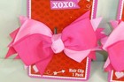 4 HAIR CLIPS BOW curled ribbon Pink Polka dot XOXO's Cute Dress up Cheer Holiday — photo 2
