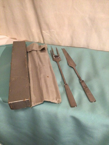 Vintage Mid-Century Modern Carving Set Capri Italy Stainless Knife Serving Fork - Picture 4 of 12