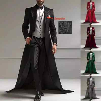 Men's Fashion Style Suits 2 Pieces Slim Fit Jacket Pant Long Wraps for Wedding