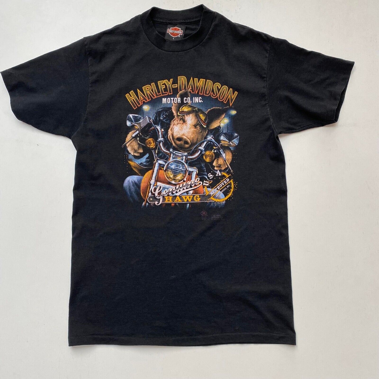 国内先行発売 80s harley davidson ハーレー 3d emblem tシャツ - トップス