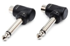 Hosa GPR-123 Right-Angle Adaptor RCA Female to 1/4 in TS Male Adapter 2-Pack 