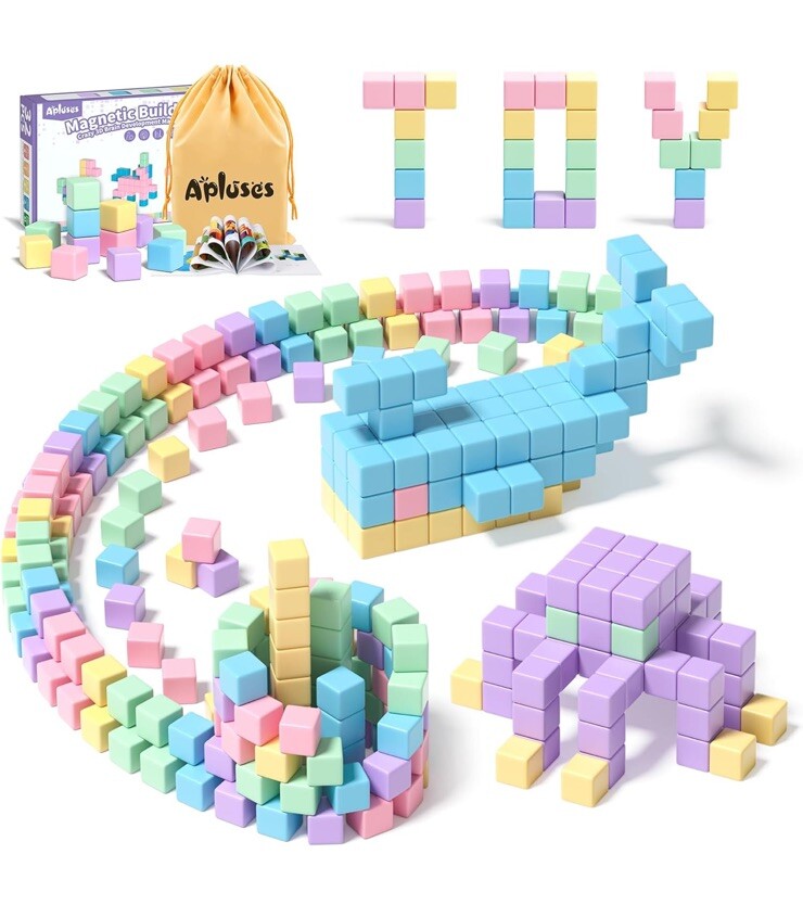 Apluses 32pcs Magnetic Blocks, Cubes for Toddlers| Montessori| Sensory Autism