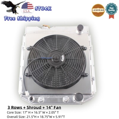 3 Rows Radiator Shroud fan For ford 1964-66 Mustang/60-65 Falcon Comet l6 V8  #C