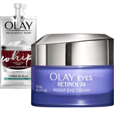 Olay Regenerist Retinol 24 Night Eye Cream + travel sized whip face moisturizer