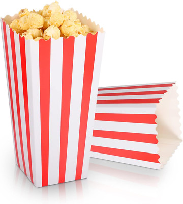 20 Stück Popcorn Tüten Groß, 19,8X9,6X7 Cm Popcorn Boxen Rot Weiß Gestreift Behä