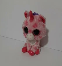 TY beanie Boo Boos Sugar Pie the Unicorn 4" Size Pink Hearts Glitter Eyes Plush
