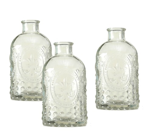 Glas Vasen 12 cm - 3er Set - Tischvase Blumenvase Tisch Deko Klarglas Flasche